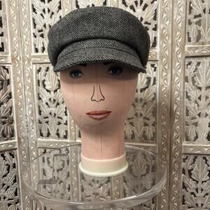 Unisex Black & Gray Hat Newsboy Walking Gatsby Cap 100% Pure Wool Donegal Tweed